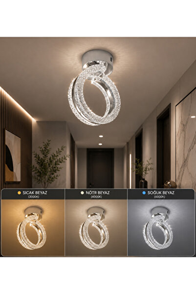 Marsel Lighting alya tekli krom avize 3 renk led secenekli avize