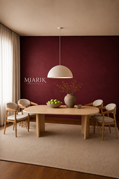 MIARIK DESIGN & DEKORASYON Yarım Ay Ayaklı Traverten Mermer Yemek Masası