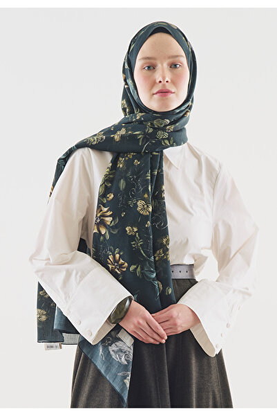 Freshscarfs Gisele Patterned Cotton Viscose Shawl Dark Green