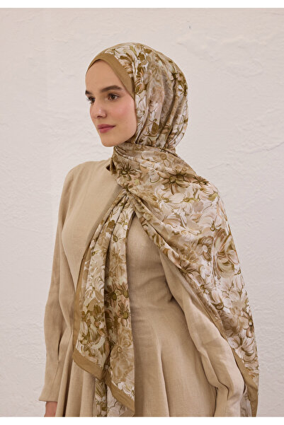 Freshscarfs Summer Bloom Desen Rami Şal Vizon