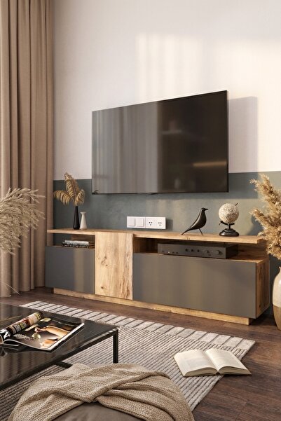 Yurupa Aven Tv Ünitesi Kapaklı Raflı AVE6-AA Çam-Antrasit