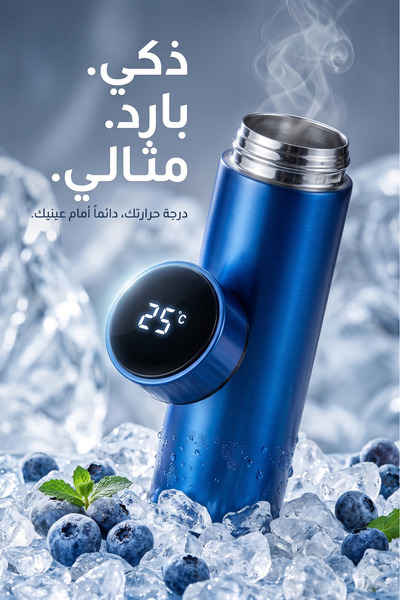 Primo Plus Stainless steel vacuum thermal bottle with smart LED display that ...
