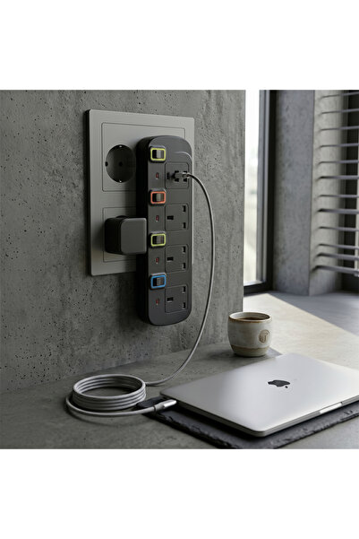 Proove شريط طاقة ترادا ماكس متعدد 4 مخارج مع USB وType-C بقدرة 2000 واطأمان ذ...
