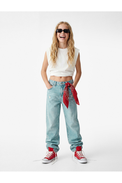 Koton Pantaloni din denim cu picioare largi din bumbac