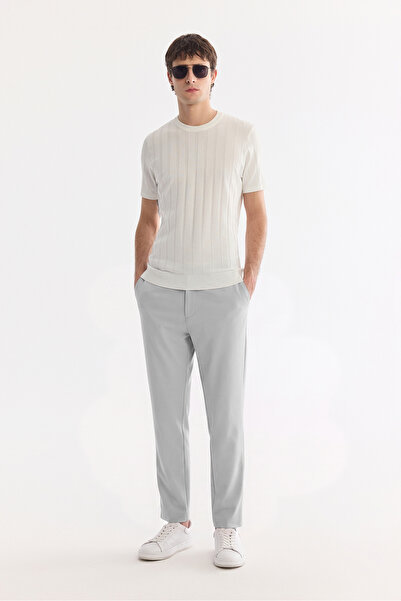 Avva Men's Gray Side Pocket Elastic Waist Lightweight Comfort Slim Fit Trouse...