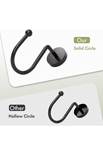 Arabest Black Shower Curtain Hooks, Rustproof Metal Rings for Bathroom Heavy ...