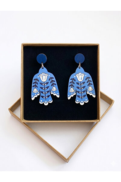 OEM Cercei handmade Pasare Maiastra, pictati pe lemn, motiv traditional, meta...