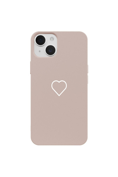 Casen iPhone 15 Pudra Lansman Renkli Silikon Beyaz Kalp Desenli Kamera Koruma...