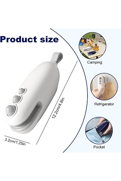 Arabest Rechargeable Mini Bag Sealer with Cutter, Handheld Heat Sealer with M...