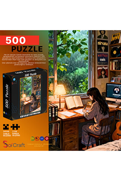 Soi Craft 500 Parça Puzzle Retro Plaklar ve Kitap Kokulu Odam Anime #233