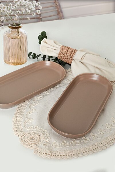 Keramika Matte Earth Taupe Noyan Boat Plate 26 cm 2 Pieces 977
