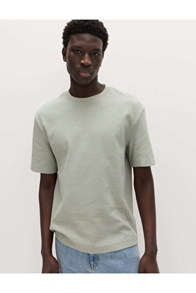 Marks & Spencer Saf Pamuklu Relaxed Waffle T-Shirt