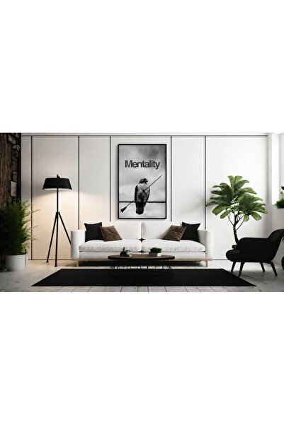 Ghaith Store لوحة جدارية Mentality الفاخرة – تصميم الصقر والقوة بالأسود والأب...