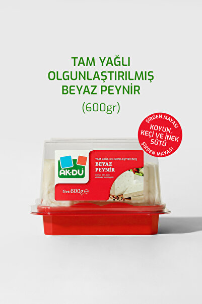 Akdu Tam Yağlı, Beyaz Peynir 600 gr - Koyun Sütü Ağırlıklı, Olgunlaştırılmış,...