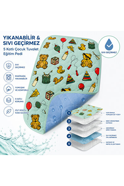 CDE Abso, Desenli, Yıkanabilir Ve Sıvı Geçirmez Çocuk Tuvalet Eğitim Pedi (75...