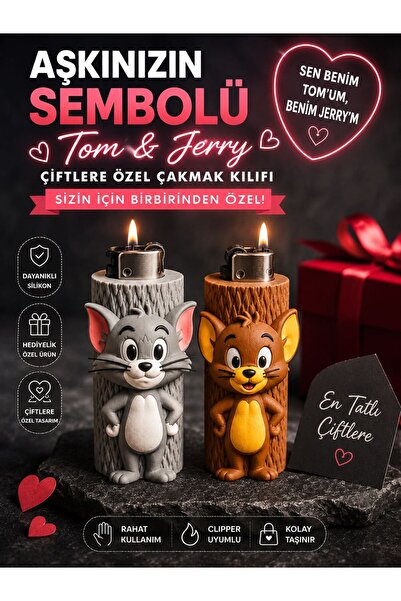 HEDİYEVİM Çiflere Özel Tom & Jerry Çakmak Kılıfı