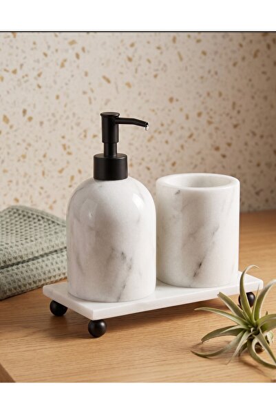 FARALYAHOME SET DE BAIE 3 PIESE CU DOZATOR DE SĂBUN LIQUID ȘI SUPORT PENTRU P...