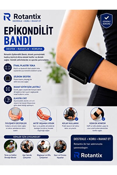 Rotantix Tenisçi Golfçü Dirseği Bandı” “Epikondilit Bandajı” “Ayarlanabilir D...