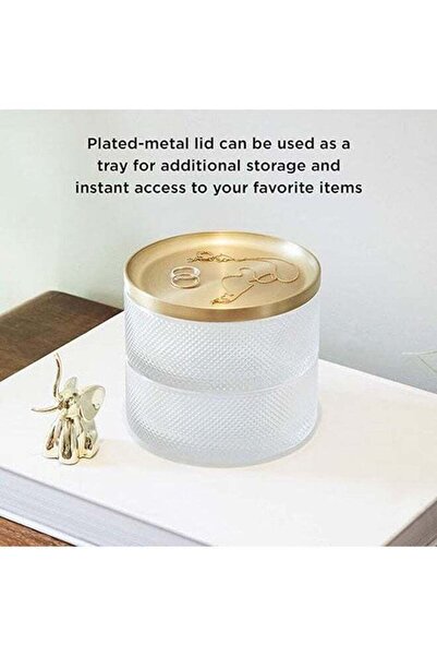 Arabest Two-Tier Jewelry Box Organizer, Removable Plated Metal Lid Tray for R...