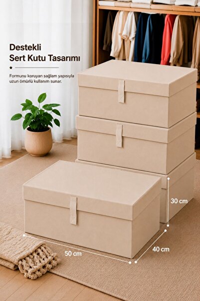 Helen's Home 4 Boxes with Lids 50X40X30 cm Large