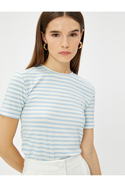 Koton Ribbed T-Shirt Slim Fit Short Sleeve Crew Neck