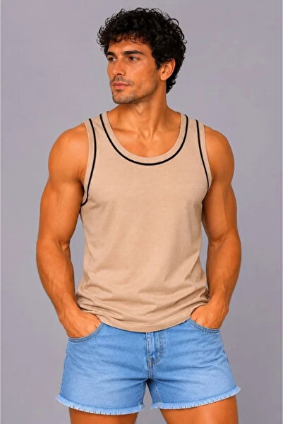 Generic Brand Men's Athlete Crew Neck Sleeveless Summer Tank Top - Brown