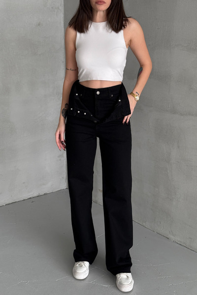 XRAY JEANS Γυναικείο Ζευγάρι Παντελόνι Loose Palazzo Μαύρο Τζιν Παντελόνι