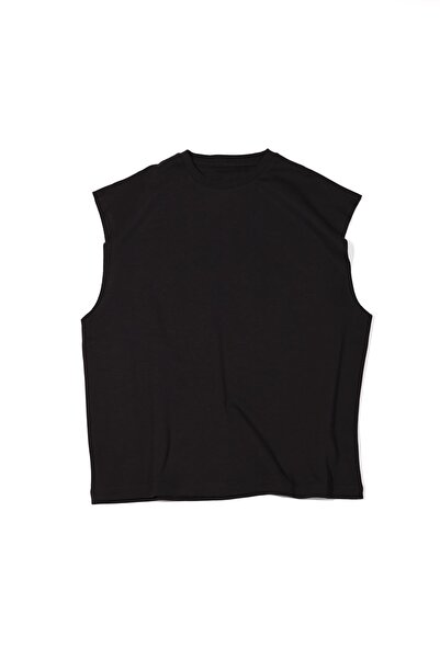 no7man Raen Black Oversize Sleeveless 100% Cotton Tshirt