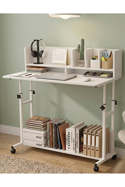 AGD Height Adjustable Study Desk for Children with Bookshelf White