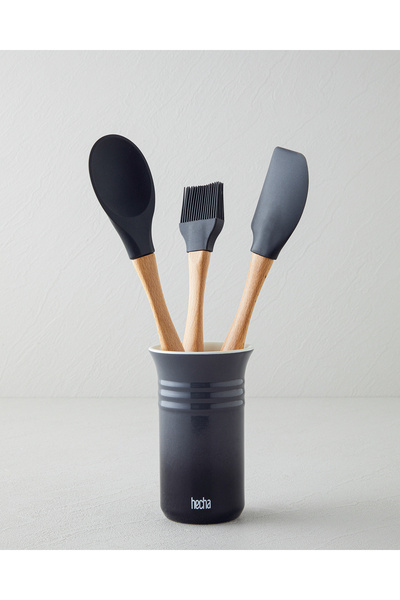 Hecha Silikon 4 Parça Servis Seti 28x32.5x31 cm X 14.5 cm Siyah