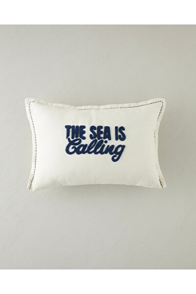 English Home The Sea Is Calling Dolgulu Kırlent 33x50 cm Lacivert-Bej