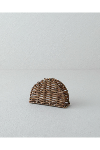 English Home Wicker Plastik Rattan Peçetelik 15x9 cm Kahverengi