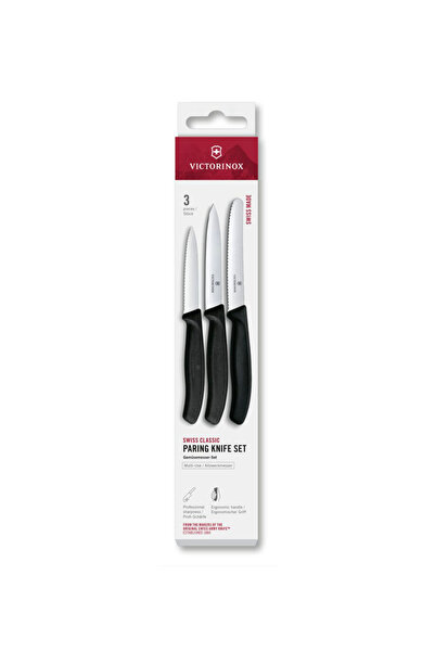 Victorinox 6.7113.34 Swiss Classic Paslanmaz Çelik 3’lü Set Bıçak Seti Siyah