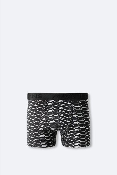 Avva Men's Black Patterned Stretch Fabric Cotton Regular Fit Boxer A41Y9518