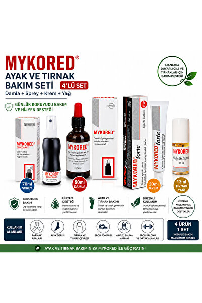 Mykored El Ayak ve Tırnak Bakım Seti 4'lü | Mantar Önleyici Damla 50 ml + Spr...