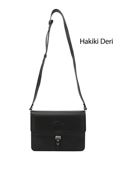 GÖNDERİ(R) Women's Black Genuine Leather Shoulder Bag