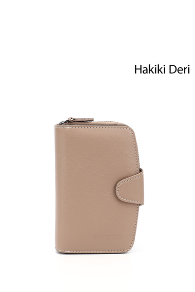 GÖNDERİ(R) Kadın Vizona Kahve Dikey Hakiki Deri Cüzdan