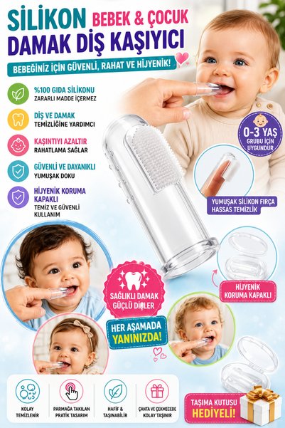 Özlem Toys Silicone Baby Kids Palatal Teether Toothbrush with Protective Cover