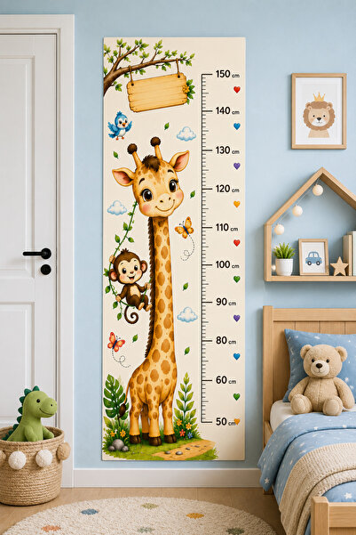 MaisonVelinCo Sevimli Zürafa Boy Ölçer Duvar Stickerı 150 cm | Safari Temalı ...