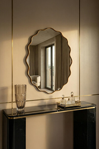 Fawdecor Premium Şık Modern Estetik Ahşap Çerçeveli Duvar Aynası Banyo Aynası...