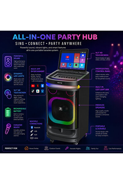 QUFEX مكبر صوت حفلات باور بلوك مع شاشة LCD-BLK