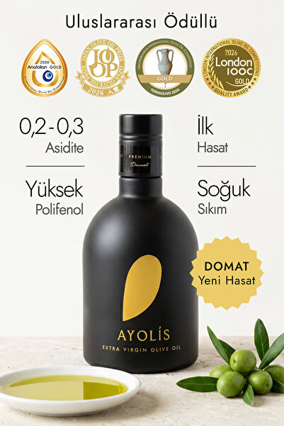 Ayolis Premium Gurme Domat Zeytinyağı 500 ml Ödüllü Erken Hasat Soğuk Sıkım N...