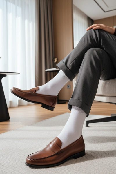 Socketta 2-Piece White Unisex Elasticless Bamboo Seamless Non-Squeezing Diabetic (Sugar) Socks - Premium