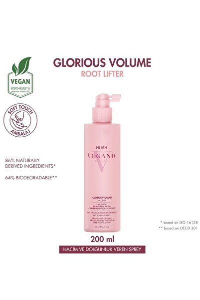 HUSH Veganic Glorious Volume Zayıf Saçlar İçin Hacim Veren Sprey 200 ml
