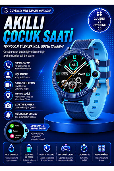 howear Akıllı Çocuk Saati SIM Kartlı GPS Takipli Görüntülü Görüşmeli Arama Sm...
