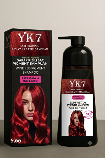 yk7 kozmetik yk7 Beyaz Kapatıcı (şarap kızılı 5.66) Pratik Boya Şampuan 300 m...