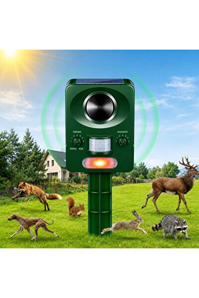 Zigver Ultrasonik Su Geçirmez Güneş Enerjili Hayvan Kovucu Kedi Köpek Tilki H...