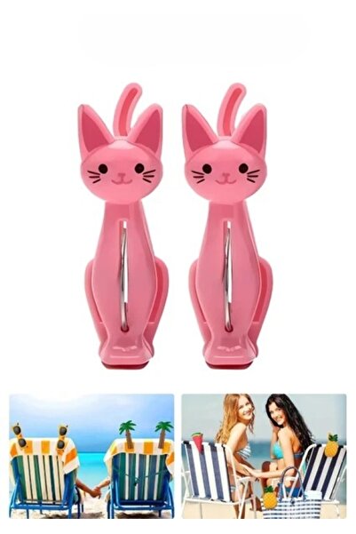 Derinify 2 Adet Pembe Kedi Plaj Havlu Mandal Klipsi – Güçlü Tutuş ve Eğlencel...