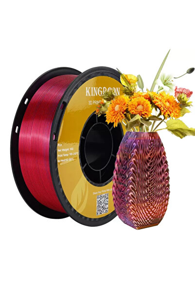 KINGROON Üç Renkli Silk PLA Filament - Kırmızı Altın Mavi Canlı Parlak Renk G...