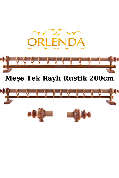 Orlenda Rustik Perde - Rustik Perde Askısı Tek Raylı - Ahşap Başlıklı Alminyu...